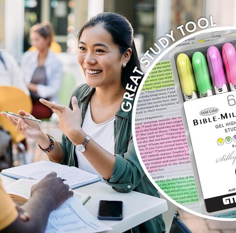 G.T. Luscombe Company, Inc. Bible Mild-Glider Gel Highlighter, Bible Study, No Bleed Solid, No Smearing or Fading, Long Lasting, Translucent Color Dry Marker, Mild Violet, Pack of 4 in Saudi Arabia
