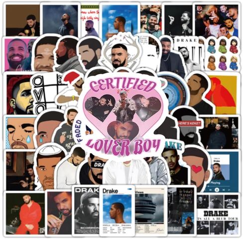 100 قطعة من ملصقات دريك، مجموعة متنوعة من ملصقات الفينيل المقاومة للماء من Merch Merchandise Rapper لزجاجة مياه السيارة، لوح التزلج على الأمتعة، الكمبيوتر المحمول، الهاتف، اليوميات، شارات كمبيوتر القصاصات، هدايا للمتعة in Saudi Arabia