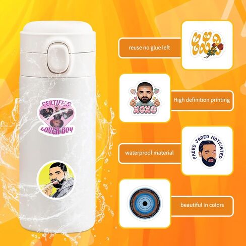 100 قطعة من ملصقات دريك، مجموعة متنوعة من ملصقات الفينيل المقاومة للماء من Merch Merchandise Rapper لزجاجة مياه السيارة، لوح التزلج على الأمتعة، الكمبيوتر المحمول، الهاتف، اليوميات، شارات كمبيوتر القصاصات، هدايا للمتعة in Saudi Arabia