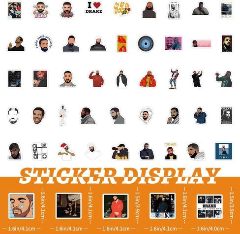 100 قطعة من ملصقات دريك، مجموعة متنوعة من ملصقات الفينيل المقاومة للماء من Merch Merchandise Rapper لزجاجة مياه السيارة، لوح التزلج على الأمتعة، الكمبيوتر المحمول، الهاتف، اليوميات، شارات كمبيوتر القصاصات، هدايا للمتعة in Saudi Arabia