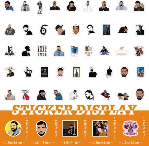 100 قطعة من ملصقات دريك، مجموعة متنوعة من ملصقات الفينيل المقاومة للماء من Merch Merchandise Rapper لزجاجة مياه السيارة، لوح التزلج على الأمتعة، الكمبيوتر المحمول، الهاتف، اليوميات، شارات كمبيوتر القصاصات، هدايا للمتعة in Saudi Arabia