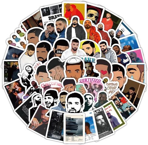 100 قطعة من ملصقات دريك، مجموعة متنوعة من ملصقات الفينيل المقاومة للماء من Merch Merchandise Rapper لزجاجة مياه السيارة، لوح التزلج على الأمتعة، الكمبيوتر المحمول، الهاتف، اليوميات، شارات كمبيوتر القصاصات، هدايا للمتعة in Saudi Arabia