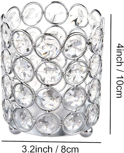 Feyarl كريستال فرشاة للمكياج حامل مشط حامل منظم شمعة حامل شمعة نذرية فانوس طاولة تسريحة الزفاف المنزل ديكو (فضي) in Kuwait