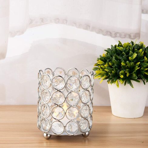 Feyarl كريستال فرشاة للمكياج حامل مشط حامل منظم شمعة حامل شمعة نذرية فانوس طاولة تسريحة الزفاف المنزل ديكو (فضي) in Kuwait