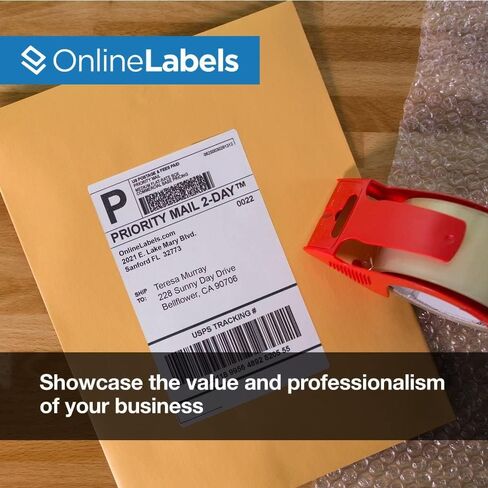 8.5 x 5.5 Half-Sheet Shipping Labels - Permanent, White Matte - for FBA, FedEx, UPS - Pack of 200 Labels, 100 Sheets - Inkjet/Laser Printers - Online Labels in Saudi Arabia