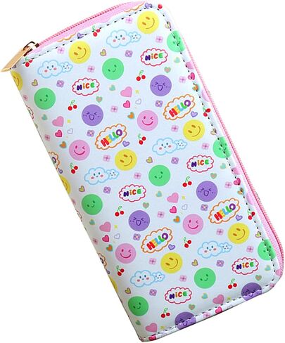 Kids Long Wallet for Little Girls Kids Long Wallet Cluth Zip Around Organizer Wallet PU Clutch Long Purse Cartoon Printed Wallet in Saudi Arabia
