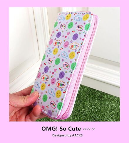 Kids Long Wallet for Little Girls Kids Long Wallet Cluth Zip Around Organizer Wallet PU Clutch Long Purse Cartoon Printed Wallet in Saudi Arabia