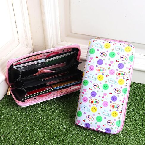 Kids Long Wallet for Little Girls Kids Long Wallet Cluth Zip Around Organizer Wallet PU Clutch Long Purse Cartoon Printed Wallet in Saudi Arabia