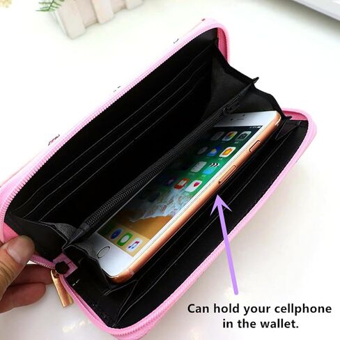 Kids Long Wallet for Little Girls Kids Long Wallet Cluth Zip Around Organizer Wallet PU Clutch Long Purse Cartoon Printed Wallet in Saudi Arabia