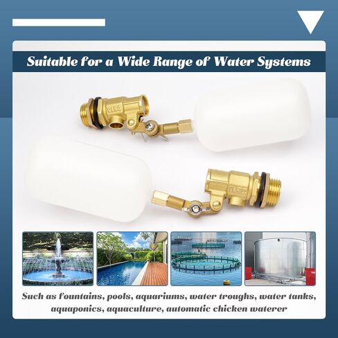 2 حزمة صمام تعويم 1/2 بوصة، صمام كروي بلاستيكي مستقر للمياه العائمة مع صمام نحاسي وذراع قابل للتعديل ملء تلقائي للنوافير وأحواض السمك وحوض المياه وبرك خزان المياه in Kuwait