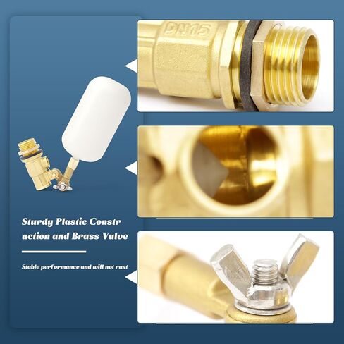 2 حزمة صمام تعويم 1/2 بوصة، صمام كروي بلاستيكي مستقر للمياه العائمة مع صمام نحاسي وذراع قابل للتعديل ملء تلقائي للنوافير وأحواض السمك وحوض المياه وبرك خزان المياه in Kuwait