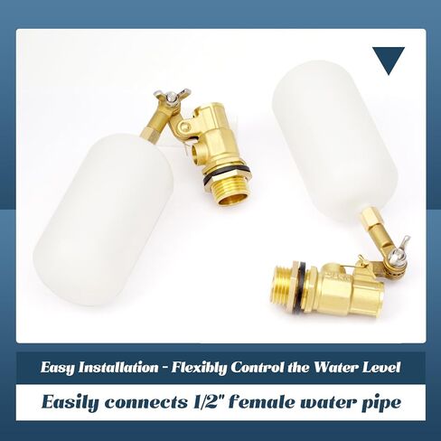 2 حزمة صمام تعويم 1/2 بوصة، صمام كروي بلاستيكي مستقر للمياه العائمة مع صمام نحاسي وذراع قابل للتعديل ملء تلقائي للنوافير وأحواض السمك وحوض المياه وبرك خزان المياه in Kuwait