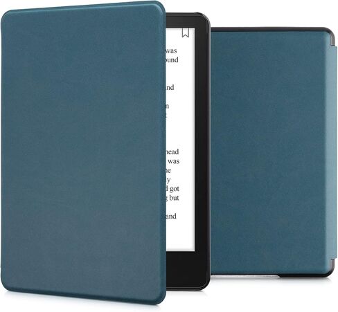 kwmobile Case Compatible with Amazon Kindle Paperwhite 11. Generation 2021 - PU Nubuck Leather Protective e-Reader Flip Case Cover - Dark Blue in Saudi Arabia