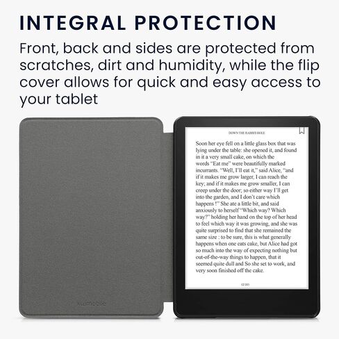 kwmobile Case Compatible with Amazon Kindle Paperwhite 11. Generation 2021 - PU Nubuck Leather Protective e-Reader Flip Case Cover - Dark Blue in Saudi Arabia