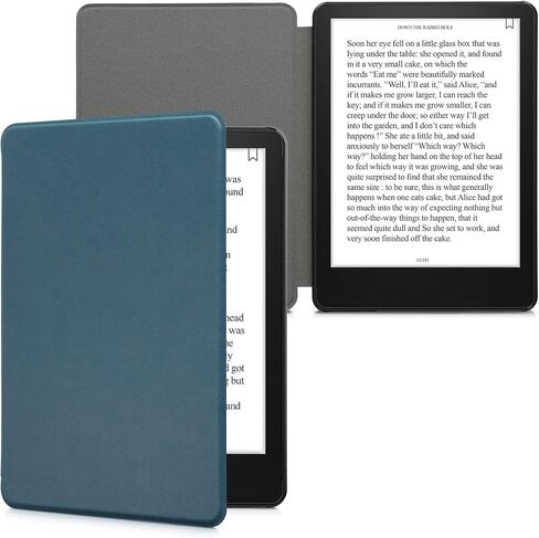 kwmobile Case Compatible with Amazon Kindle Paperwhite 11. Generation 2021 - PU Nubuck Leather Protective e-Reader Flip Case Cover - Dark Blue in Saudi Arabia