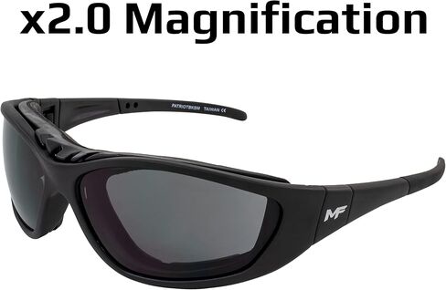 نظارات باتريوت مبطنة ثنائية البؤرة لركوب الدراجات النارية باللون الأسود مع عدسة دخان + 2.0 تكبير Z78.1 + نظارات تتحول إلى نظارات واقية in Kuwait