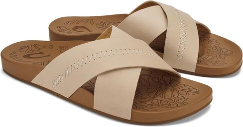 OLUKAI Kipe'a Heu Women's Sandal Slippers, Soft & Comfortable Shearling-Wrapped Straps, Durable RUbber Outsoles for All-Day Wear, Causal & Cute Everyday Style in Kuwait