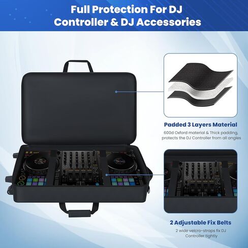 DJ Controller Case with Wheels Compatible with DDJ 1000/ 1000SRT/ FLX10/ RX2/ RX3/ REV7, DJ Case Roller Bag Padded with Multi-pocket, DJ Mixer Case DJ Gig-bag for DJ Controller & Accessories in Kuwait