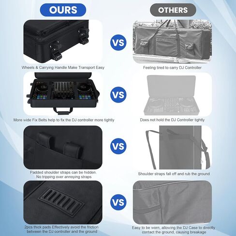 DJ Controller Case with Wheels Compatible with DDJ 1000/ 1000SRT/ FLX10/ RX2/ RX3/ REV7, DJ Case Roller Bag Padded with Multi-pocket, DJ Mixer Case DJ Gig-bag for DJ Controller & Accessories in Kuwait