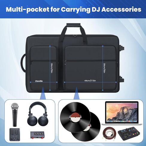 DJ Controller Case with Wheels Compatible with DDJ 1000/ 1000SRT/ FLX10/ RX2/ RX3/ REV7, DJ Case Roller Bag Padded with Multi-pocket, DJ Mixer Case DJ Gig-bag for DJ Controller & Accessories in Kuwait