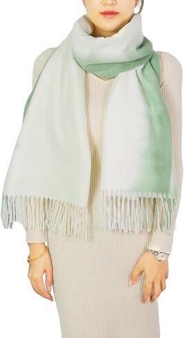 Wander Agio Womens Fashion Scarf Long Shawl Large Warm Scarves Printing Tie-dye Gradient Contrast Colours in Saudi Arabia