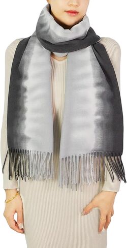 Wander Agio Womens Fashion Scarf Long Shawl Large Warm Scarves Printing Tie-dye Gradient Contrast Colours in Saudi Arabia
