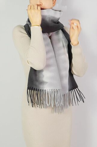 Wander Agio Womens Fashion Scarf Long Shawl Large Warm Scarves Printing Tie-dye Gradient Contrast Colours in Saudi Arabia