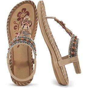 Sandals Women Dressy Flats: Bohemian Flat Sandals for Women Comfortable Summer Casual Flip Flops Elastic Ankle Strap