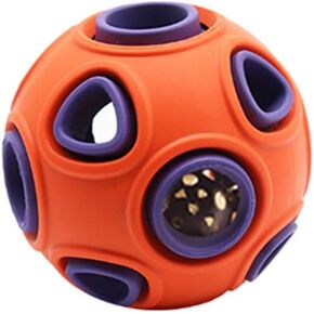 WishLotus Dog Ball Toy, Dog Interactive Toy with Ring Bell Squeak Toys Dog Rubber Bouncy Ball Pet Exercise Game Puzzle Ball to Increase IQ Search & Catch Bite Resistant Chewing Toy (S, Orange&Blue)