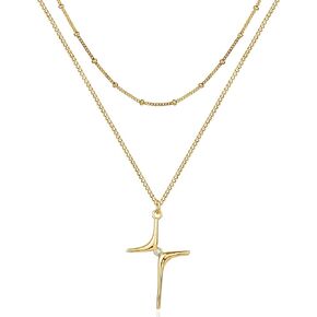 Gold Cross Necklace for Women Jewelry 14K Gold Plated Necklaces 2 Layered Necklace Dainty Cross Pendant Choker Necklace Trendy Jewelry Gifts