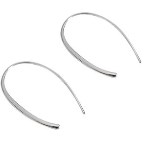 Minimalist Upside Down Drop Dangle Open Hoop Earrings for Women Girls S925 Sterling Silver Lightweight Wire Needle Thin Threader U Shape Earring Hypoallergenic Jewelry Gifts
