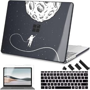Teryeefi Case for 13.5" Microsoft Surface Laptop 5 4/3 with Alcantara Palm Rest Model 1950/1867, Crystal Transparent Platic Hard Shell Case with Screen Protector + Keyboard Cover + Dust Plug, Black
