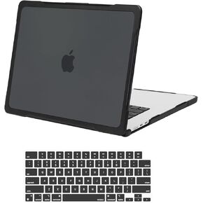 MOSISO Compatible with MacBook Air 15 inch Case 2025 2024 2023 Release M4 A3241 M3 A3114 M2 A2941 Touch ID, Soft TPU Bumper Anti-Scratch&Anti-Fingerprint Plastic Hard Shell Case&Keyboard Cover, Black