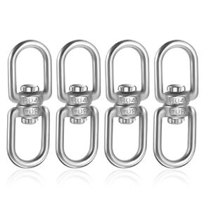 4Pcs Double Eye Swivel, Stainless Steel 304 Double Ended Swivel Eye Hook Eye to Eye Swivel Shackle Ring Connector Hardware Double Ended Swivel Hook M4