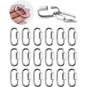 20 Pack 304 Stainless Steel M3.5 Chain Link, 1/8 Inch D Shape Locking Quick Chain Repair Links Pets Keychain for Outdoor Traveling Equipment