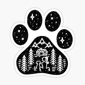 Camping hiking climbing outdoors dog paw Sticker - Dye Cut Sticker Vinyl Decal - Just Peel off and Stick