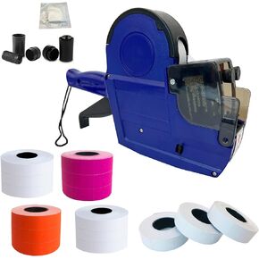 Price Gun Labeler,2 Line 20-Digit Pricing Stickers Machine w/ 1500 Red 1500 Orange 4800 White Labels 2 Ink Rolls,Date Code Tagging Maker for Retail Garage Sale,Label Tag Applicator (Elite)