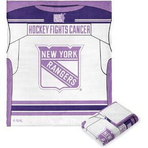 Northwest NHL New York Rangers Silk Touch Throw Blanket, 50" x 60", Hockey Fights Cancer Jersey