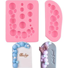 Hemispherical Pearl Ball Fondant Molds 2pcs, Heart Shape Bubble Cake Decorating Chocolate Silicone Molds for Cupcake Toppers, Desserts, Marzipan, Candy, Sugar Craft, Bath Bombs, Clay, Resin, Soap