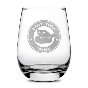 Integrity Bottles, Baby Yo Wine, Premium Stemless Wine Glass, Handmade, Handblown, Hand Etched Gifts, Sand Carved, 16oz
