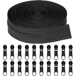 سحاب كبير من TBACW بطول 5 ياردات، 5 سحابات للخياطة، سحاب ملفوف من النايلون الأسود بالياردة، سحاب خياطة بديل مع 20 قطعة منزلق بسحاب لحقائب الخياطة اليدوية in Kuwait