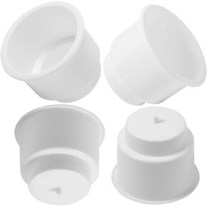 NovelBee Recessed Plastic Cup Drink Holder with Drain for Boat Truck Car Camper RV (White, 4pcs)