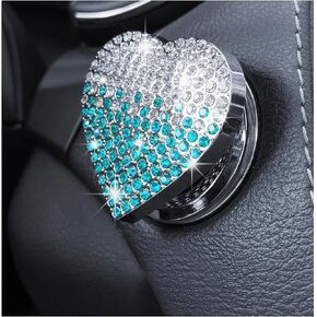 Bling Car Engine Start Button Cover, Cute Heart Shape Rhinestone Push Start Button Sticker, Sparkly Diamond Ignition Button Decal for Women Girls, Decor Car Accessories (Gradient Black)
