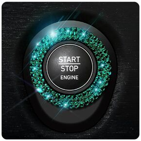 Crystal Rhinestone Bling Car Push Start Button Cover/Sticker Engine Start Stop Decoration Ring Bling Car Accessories for Women Key Ignition & Knob Bling Ring Green Rhinestones