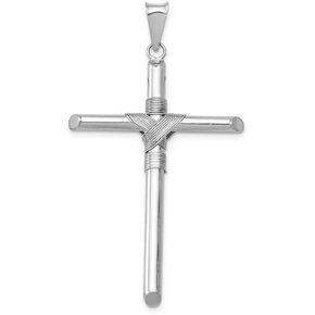 Sonia Jewels 14k White Gold Tube Cross Pendant Charm - 49mm x 28mm