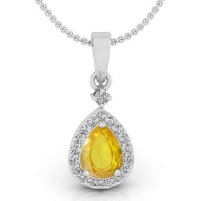 Natural 8.25 Carat Certified Original Birthstone Yellow Sapphire Pukhraj 925 Sterling Silver Beautiful Pendant Pear Shape Pendant/Gift Her pendant for women's