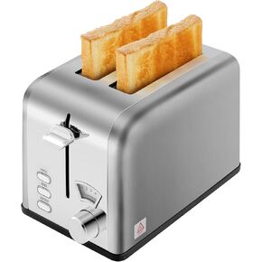 محمصة خبز من الفولاذ المقاوم للصدأ مكونة من شريحتين من هيلسمارت مع فتحة واسعة للغاية وصينية فتات الخبز القابلة للإزالة، 5 إعدادات للظل ووظيفة الخبز/إزالة الصقيع/الإلغاء، فرن صغير الحجم قديم، لمختلف أنواع الخبز والوافل، فضي in Kuwait