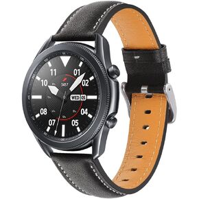 Genuine Leather Bands Compatible with Galaxy Watch 3 41mm/45mm,Woman Man 20mm/22mm Wristband Quick Release Strap for Galaxy Watch 42mm/Watch 4 Classic/Watch 46mm Smartwatch