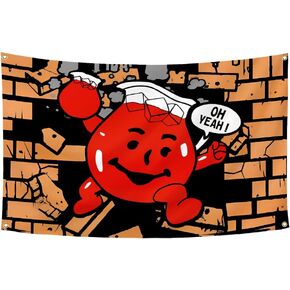Kool Aid Man Flag 3x5Ft Funny Cartoon Tapestry College Dorm Room Man Cave Wall Banner Deco in Kuwait