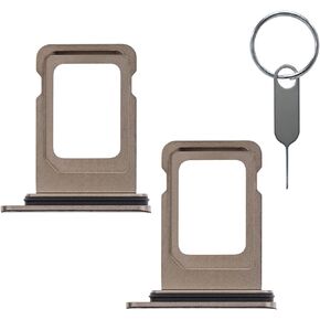 2 Pieces Sim Card Tray Holder Replacement for iPhone 11 Pro 5.8 Inch & iPhone 11 Pro Max 6.5 Inch with Waterproof Rubber & Eject Pin (Gold)